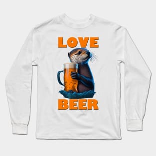 Cute Otter With A Beer Mug Long Sleeve T-Shirt